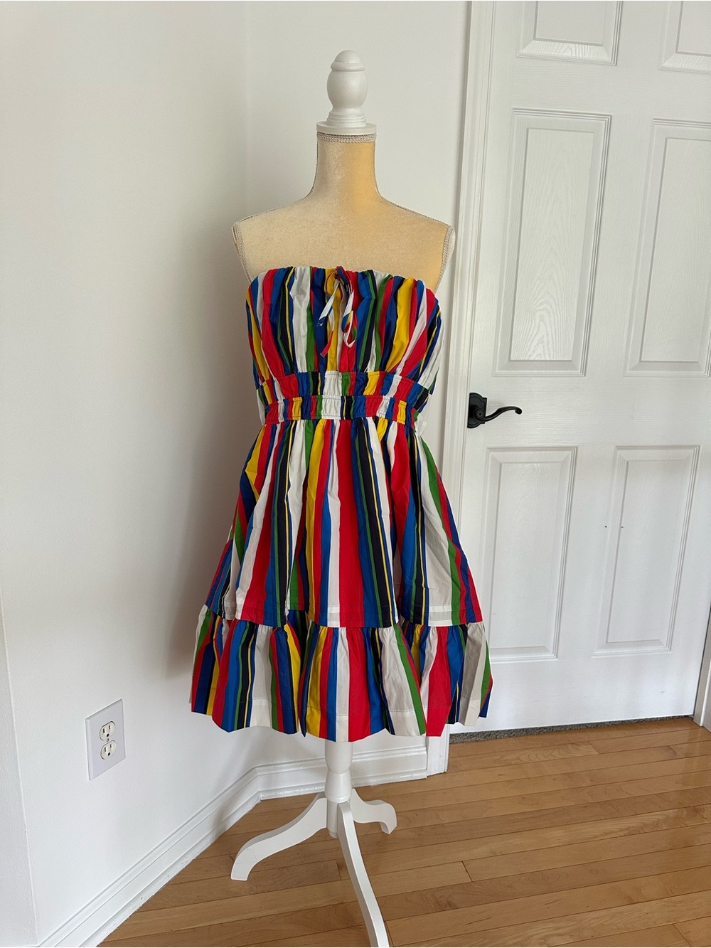 Anthropologie Strapless Multicolor Vertical Stripe Sundress
